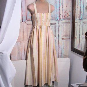 MADEWELL SMOCKED COTTON BLEND SUNDRESS Sz S STRIPED MIDI